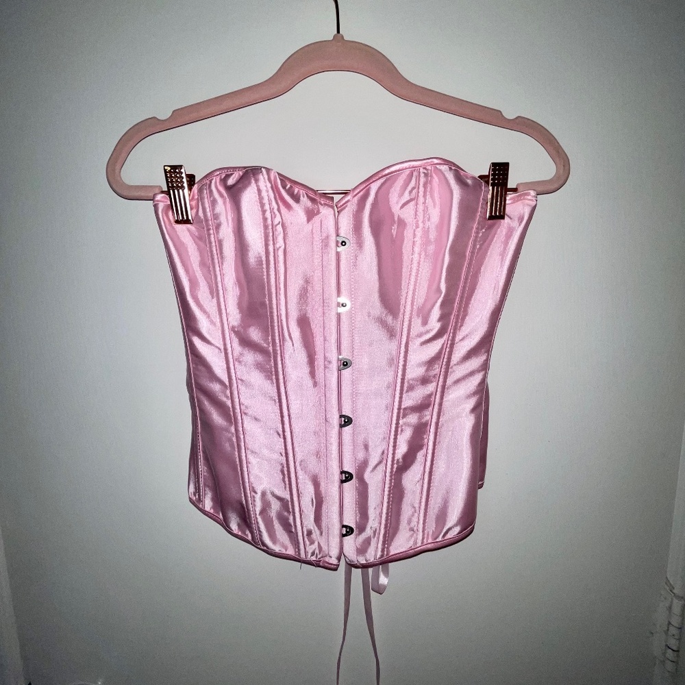 pink satin corset top